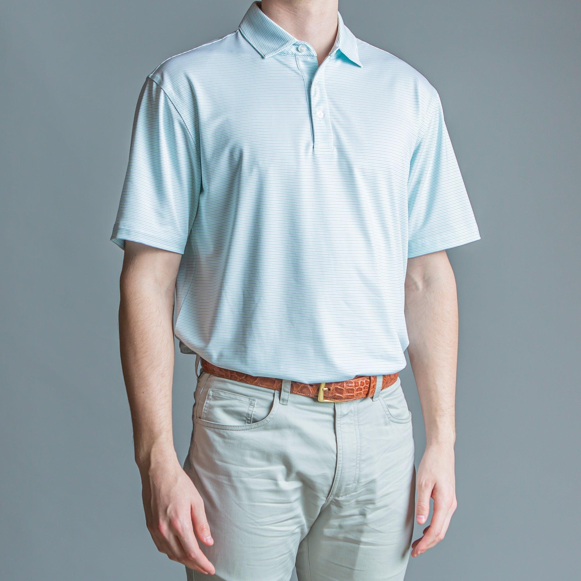 Tour Stripe Performance Polo - Blue/Green – Onward Reserve