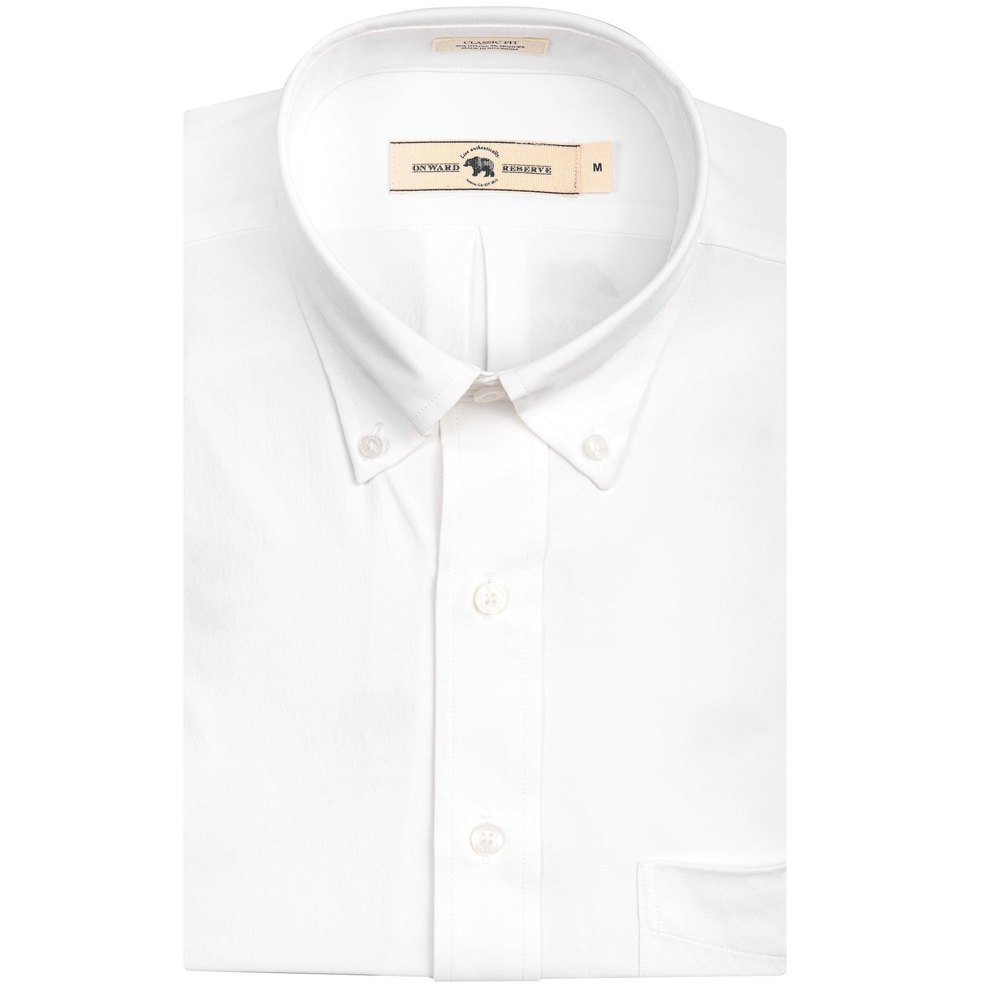 Solid White Classic Fit Performance Button Down - Onward Reserve