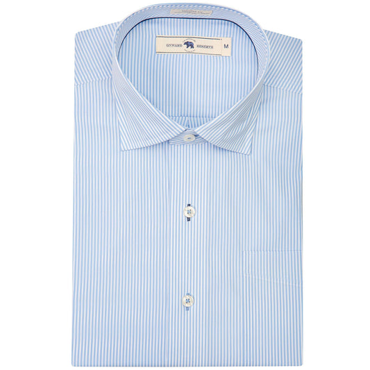 Light Blue/White Stripe Tailored Fit Spread Collar Shirt - Onward Reserve