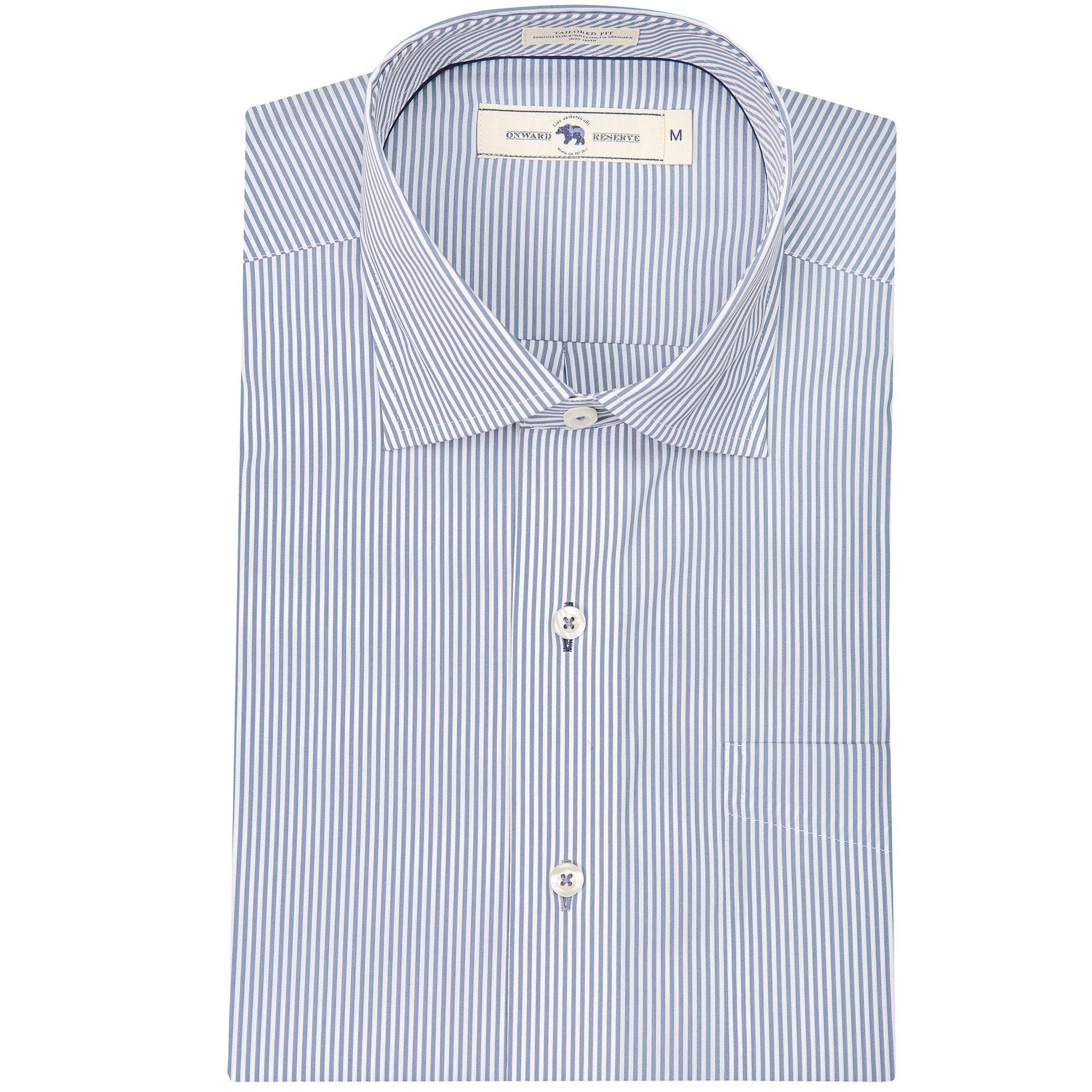 True Navy/White Stripe Tailored Fit Spread Collar Shirt Onward Reserve True Navy/White Stripe Tailored Fit Spread Collar Shirt Onward Reserve