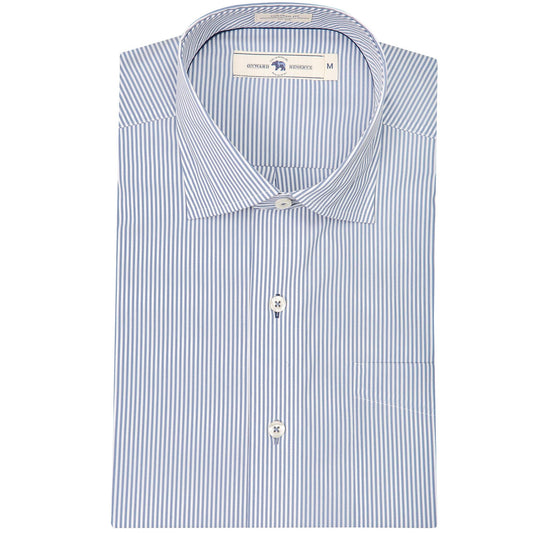 True Navy/White Stripe Tailored Fit Spread Collar Shirt - Onward Reserve