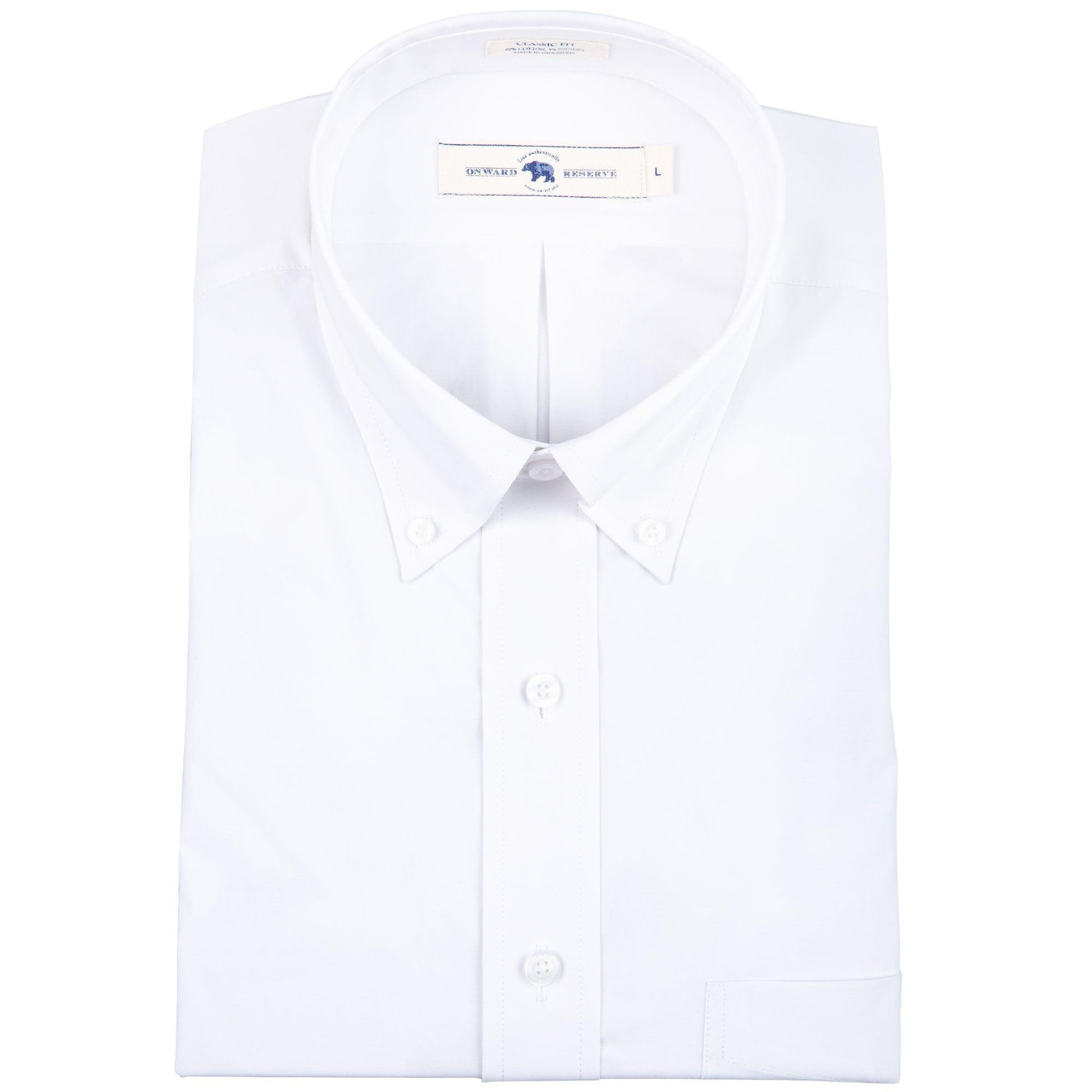 White Classic Fit Stretch Cotton Button Down - OnwardReserve