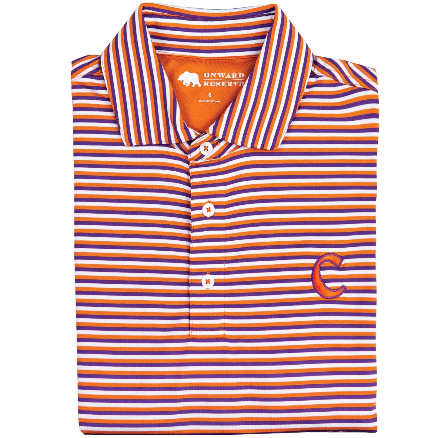 Triple Stripe Clemson C Polo - OnwardReserve