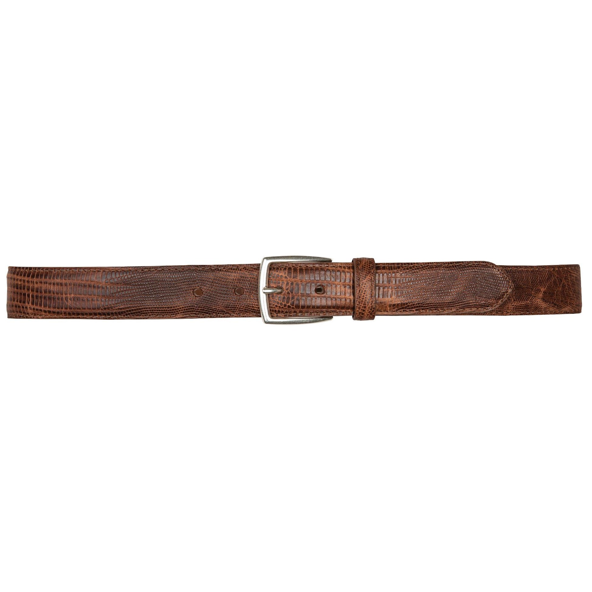 1 3/8" Embossed Lizard Belt - Cognac - Onward Reserve