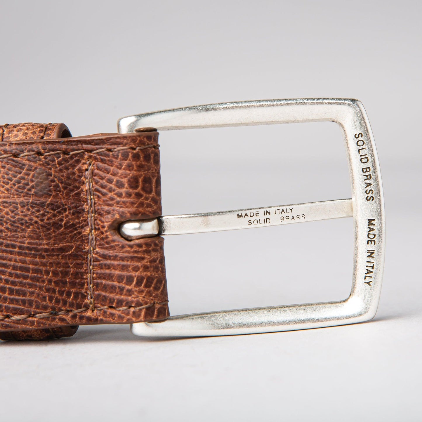 1 3/8" Embossed Lizard Belt - Cognac - Onward Reserve