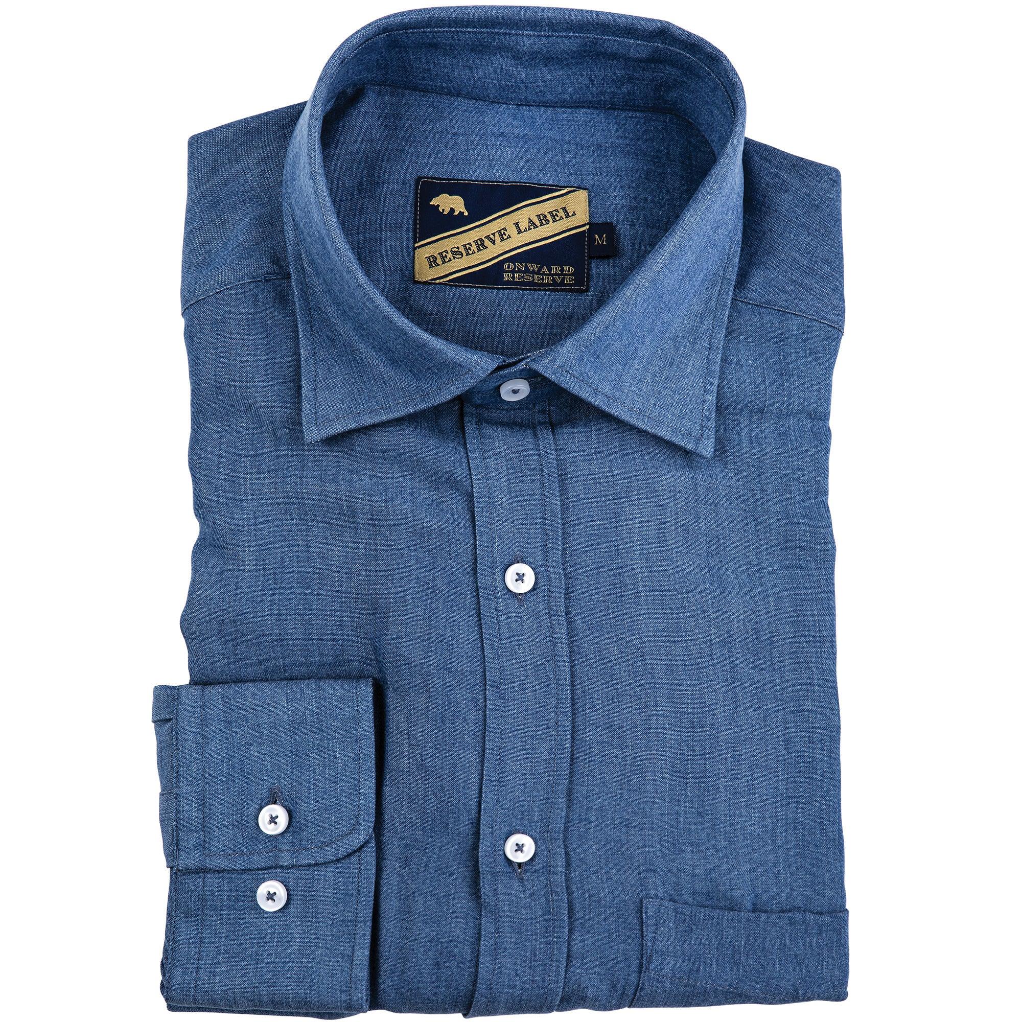 Reserve Bay Blue Modified Spread Collar Shirt