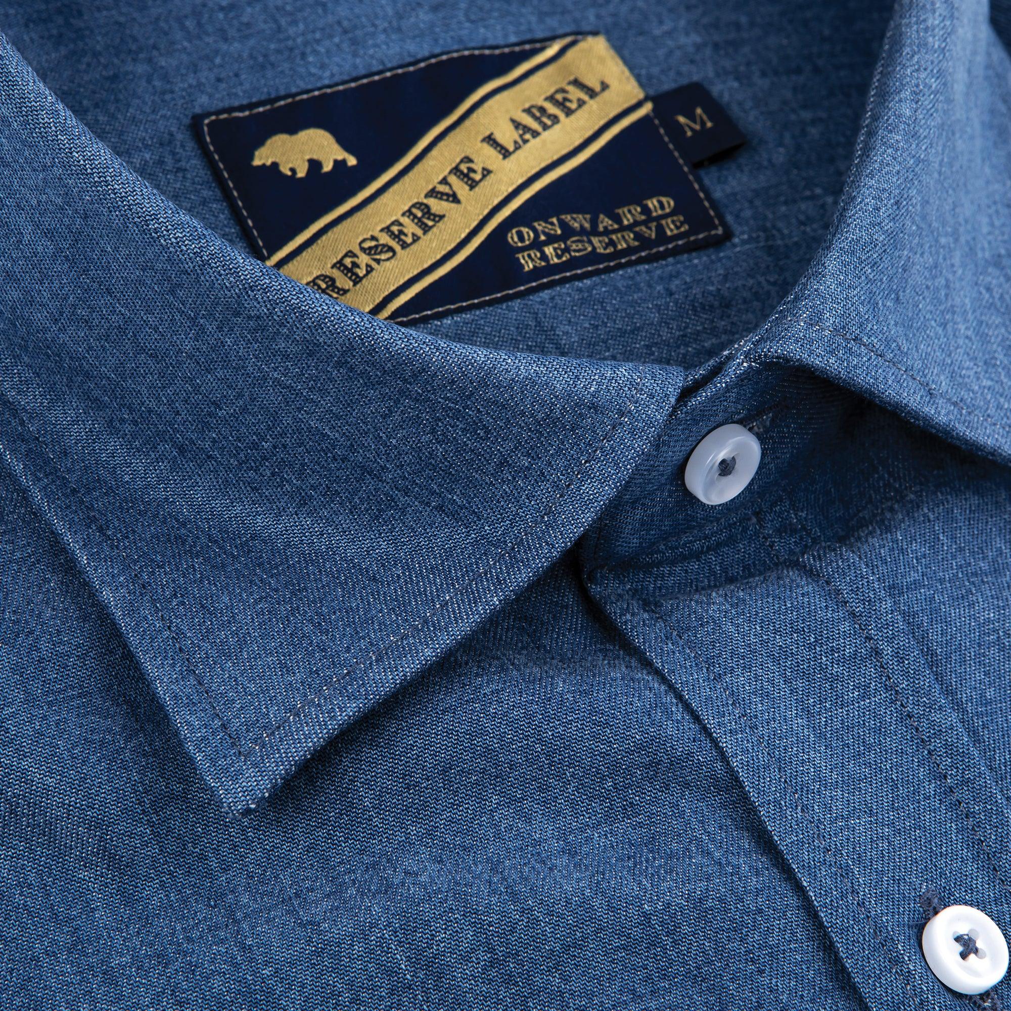 Reserve Bay Blue Modified Spread Collar Shirt