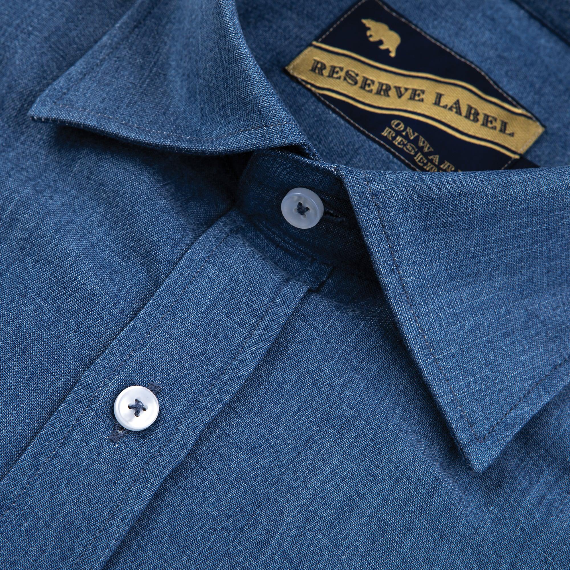 Reserve Bay Blue Modified Spread Collar Shirt