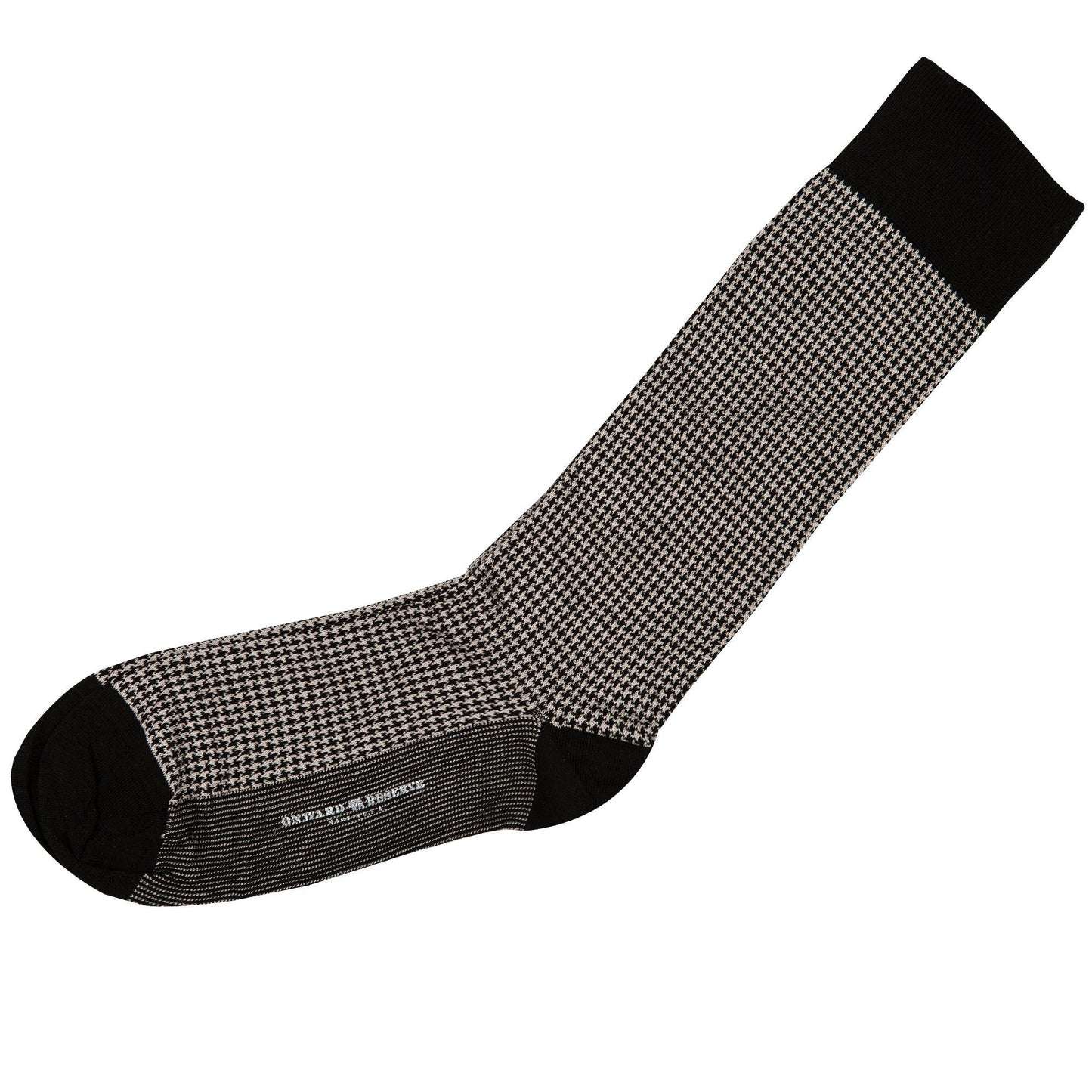 Black & Ash Houndstooth Mid-Calf Cotton Socks - OnwardReserve