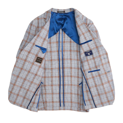 Drago Wan Blue/Brown Plaid Linen Sport Coat