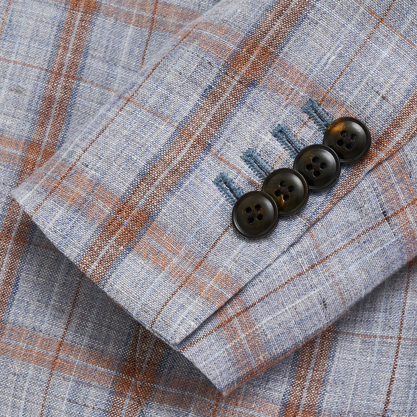 Drago Wan Blue/Brown Plaid Linen Sport Coat