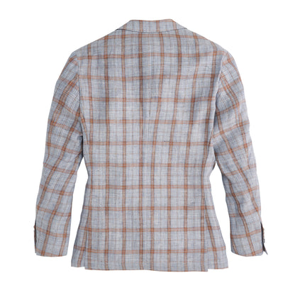 Drago Wan Blue/Brown Plaid Linen Sport Coat