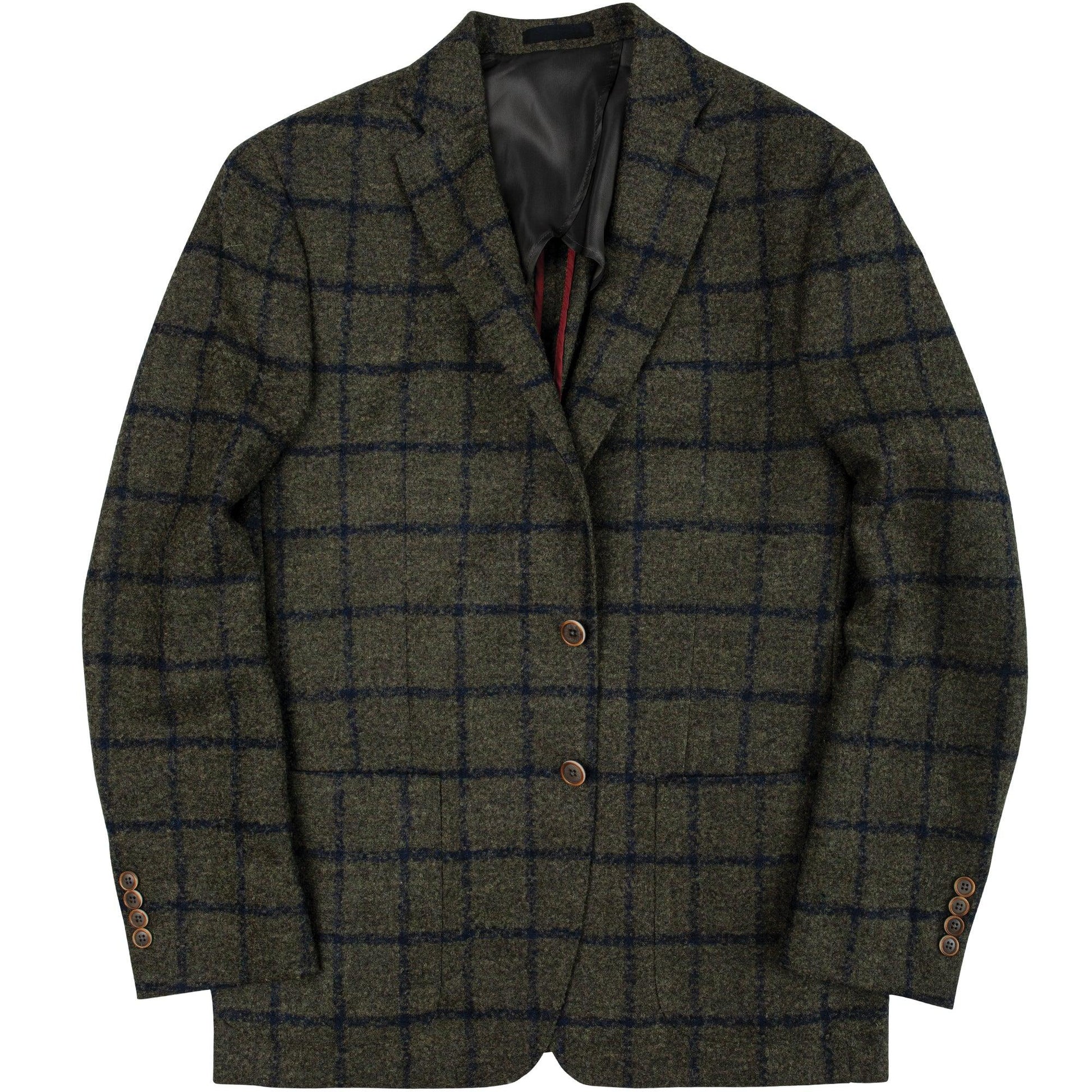 Loro Piana Olive/Collegiate Blue Windowpane Sport Coat - Onward Reserve