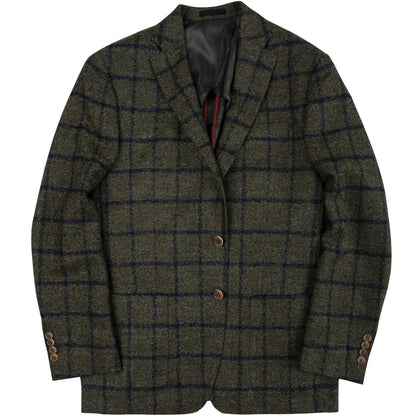 Loro Piana Olive/Collegiate Blue Windowpane Sport Coat - Onward Reserve