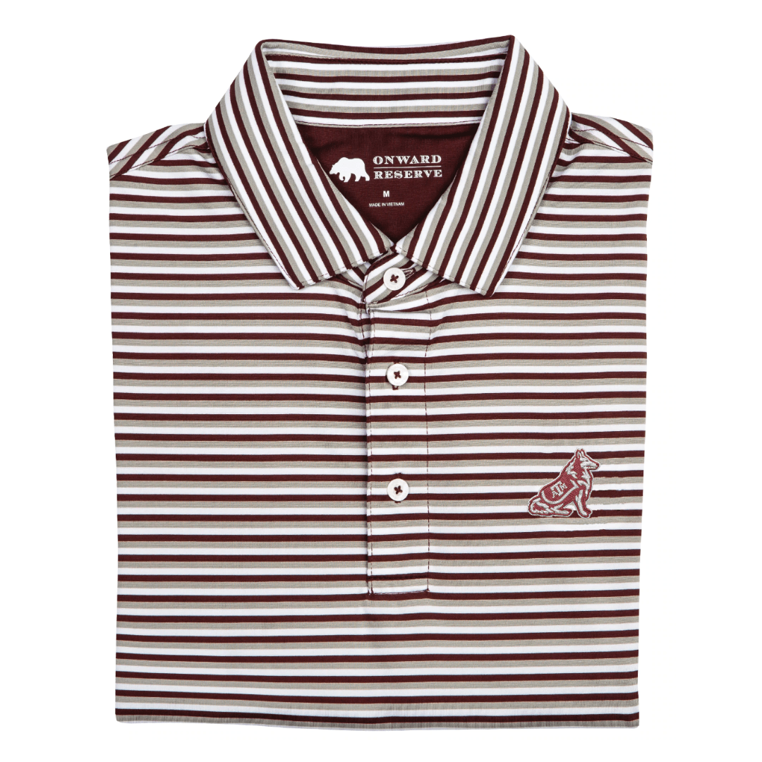 Triple Stripe Reveille Performance Polo - Onward Reserve