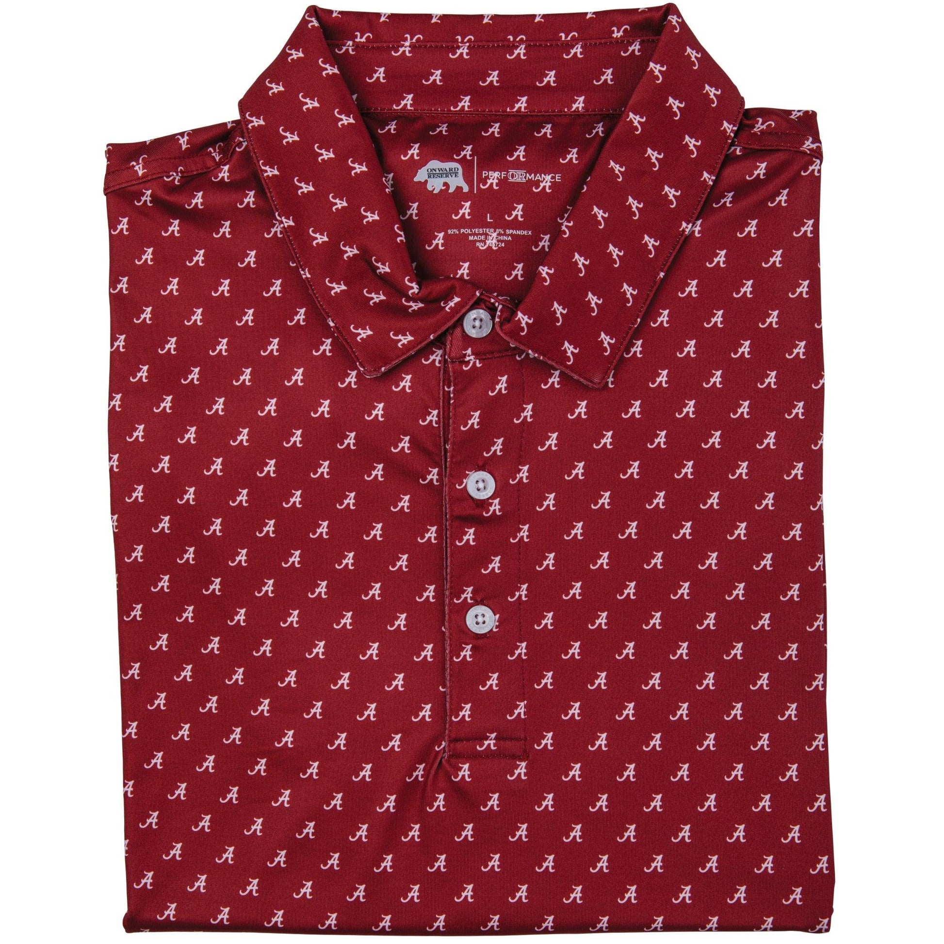 Alabama Script A Printed Performance Polo – Onward Reserve Alabama Script A Printed Performance Polo – Onward Reserve