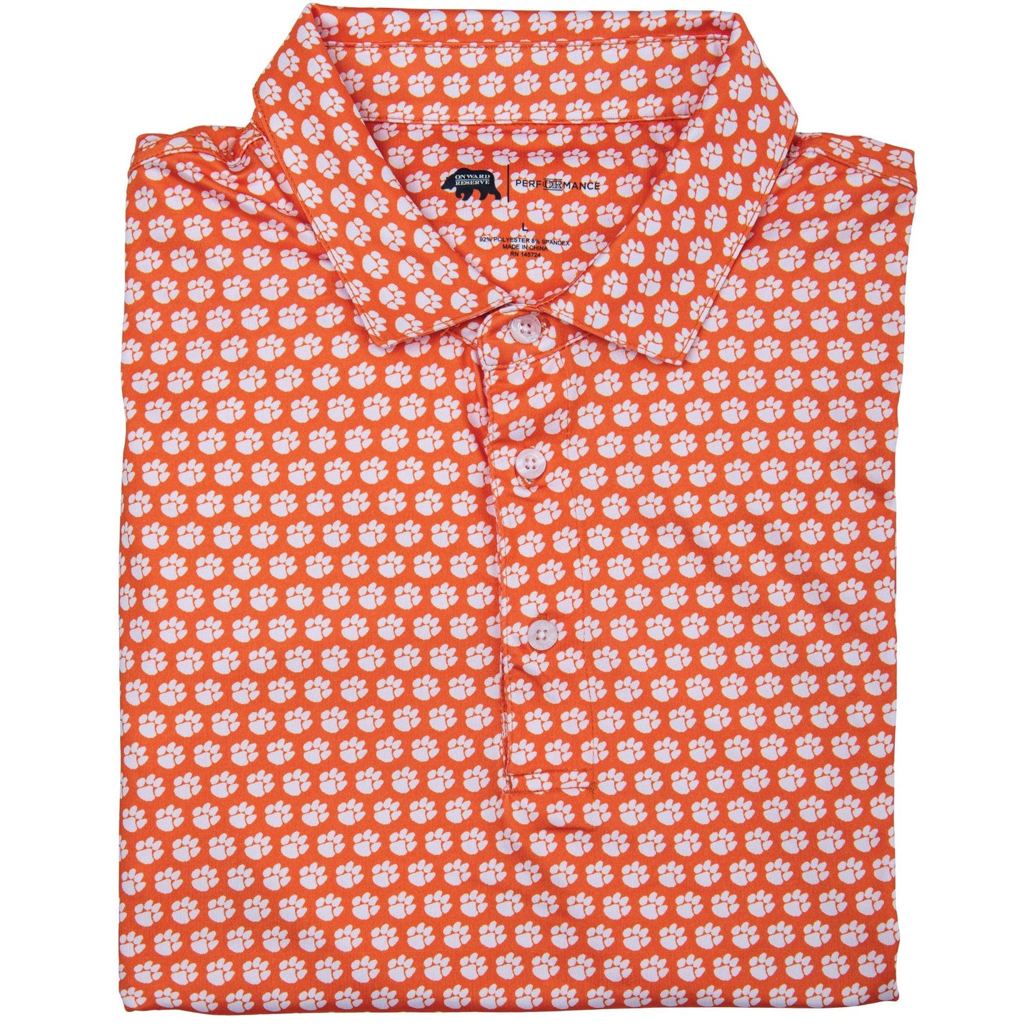 Clemson Printed Performance Polo - Onward Reserve