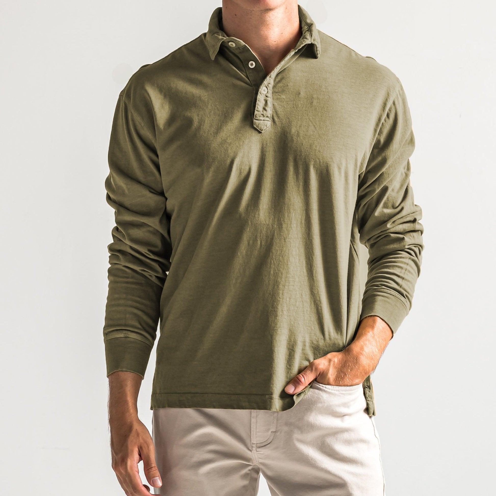 Perry Long Sleeve Polo - Olive - Onward Reserve