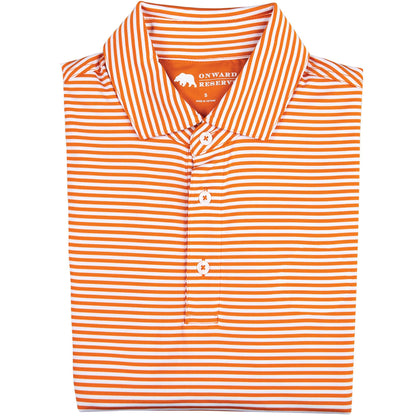 Pro Stripe Performance Polo - Orange/White - OnwardReserve