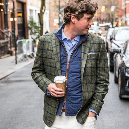 Loro Piana Olive/Collegiate Blue Windowpane Sport Coat - Onward Reserve
